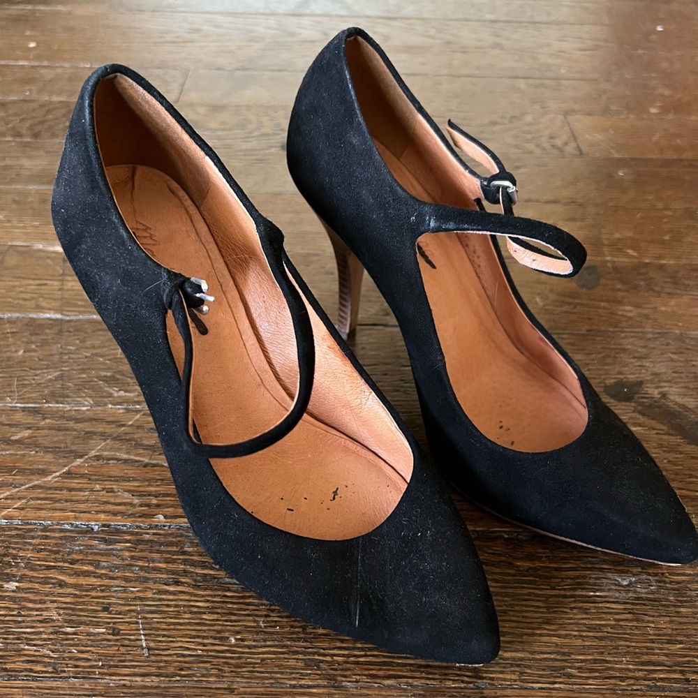 Black Suede & Wooden Heels